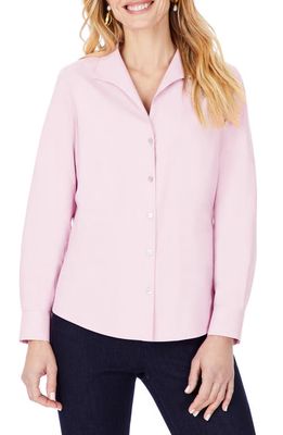 Foxcroft Gracie Non-Iron Cotton Shirt in Chambray Pink