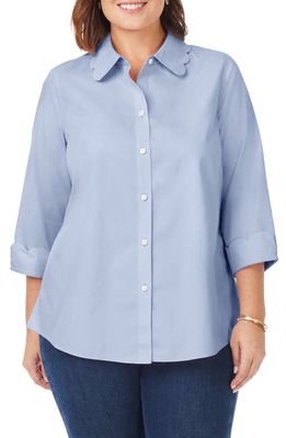 Foxcroft Gwen Cotton Button-Up Shirt in Blue Wavee2