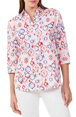 Foxcroft Ikat Cotton Blouse in French Rose