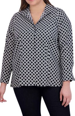 Foxcroft Katie Diamond Print Cotton Button-Up Shirt in Black/White