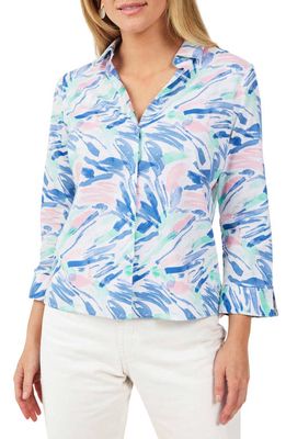 Foxcroft Lucie Cotton Button-Up Shirt in Navy Multi