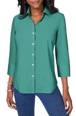 Foxcroft Mary Button-Up Blouse in Vintage Jade