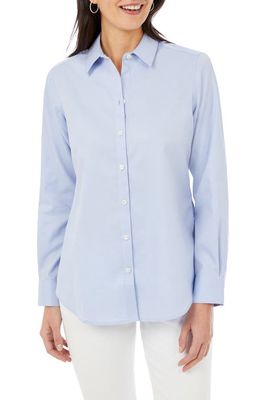 Foxcroft Mary Calvary Twill Button-Up Shirt in Blue