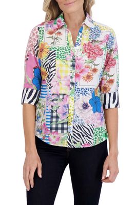 Foxcroft Mary Floral Cotton Poplin Button-Up Shirt in Multi