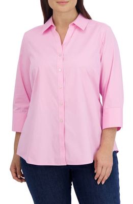Foxcroft Mary Non-Iron Stretch Cotton Button-Up Shirt in Bubblegum