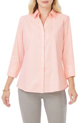 Foxcroft Mary Soho Stripe Print Button-Up Shirt in Pink Champagne