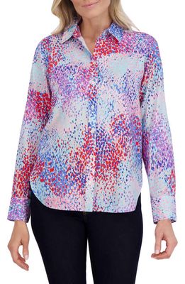 Foxcroft Meghan Multicolor Cotton Button-Up Shirt in Blue Multi