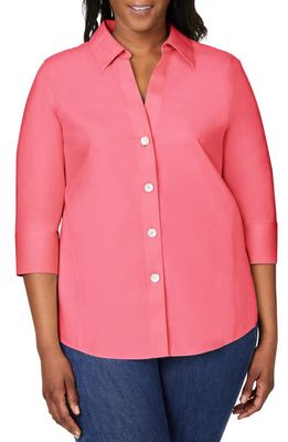 Foxcroft Paige Button-Up Shirt in Rose Red