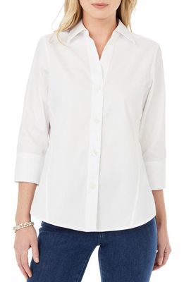 Foxcroft Paityn Dobby Stripe Cotton Shirt in White
