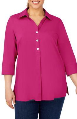 Foxcroft Pamela Non-Iron Stretch Tunic Blouse in Pink Rosato