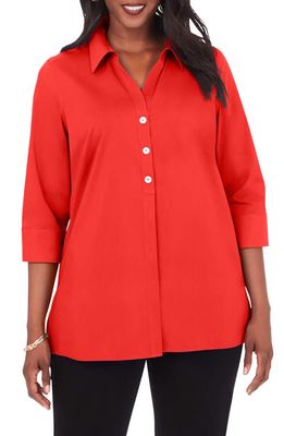 Foxcroft Pamela Non-Iron Stretch Tunic Blouse in Simply Red