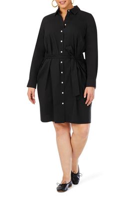 Foxcroft Pax Solid Long Sleeve Shirtdress in Black