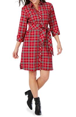 Foxcroft Rocca Plaid Cotton Blend Shirtdress in Red/Multi