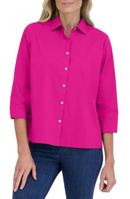Foxcroft Sanda Cotton Blend Button-Up Shirt in Azalea