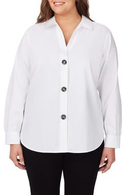 Foxcroft Silva Cotton Button-Up Shirt in White