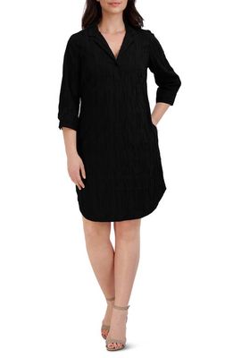 Foxcroft Sloane Crinkle Popover Shirtdress in Black