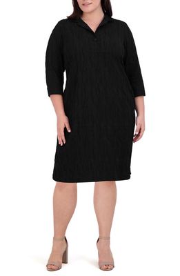 Foxcroft Sloane Crinkle Texture Cotton Blend Dress in Black