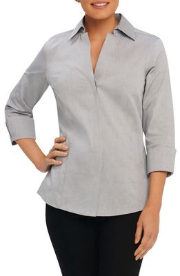 Foxcroft Taylor Fitted Non-Iron Shirt in Silver