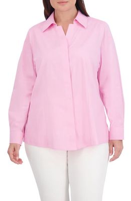Foxcroft Taylor Long Sleeve Stretch Button-Up Shirt in Bubblegum