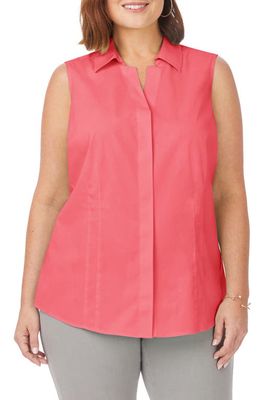 Foxcroft Taylor Sleeveless Button-Up Shirt in Coral Sunset