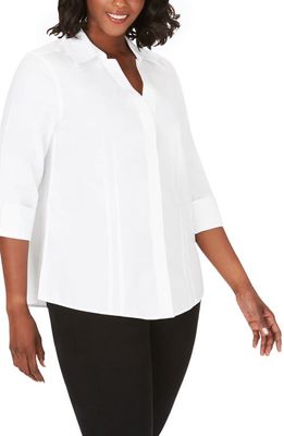 Foxcroft 'Taylor' Three-Quarter Sleeve Non-Iron Cotton Shirt in White