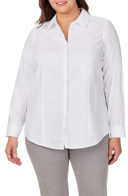 Foxcroft Thea Long Sleeve Cotton Button-Up Shirt in White