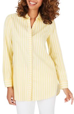 Foxcroft Vera Stripe Non Iron Tunic Shirt in Sunbeam