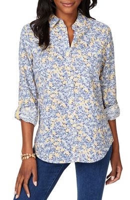Foxcroft Zoey Floral Cotton Button-Up Shirt in Iris Bloom