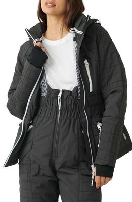 FP Movement All Prepped Quilted Waterproof Snow Jacket with Removable Hood in Black