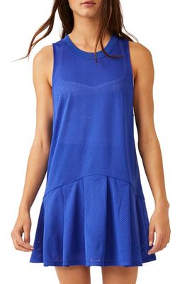 FP Movement Courtside Pleated Sheer Mesh Dress in Cobalt