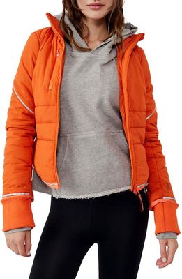 FP Movement Gathering Water Resistant Storm Puffer Jacket in Red Orange