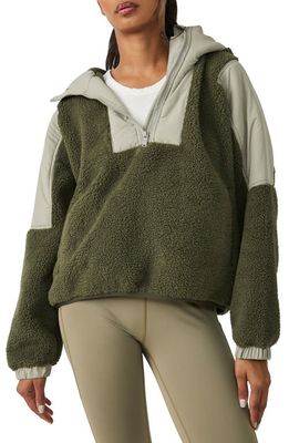 FP Movement Lead the Pack Fleece Hooded Pullover in Sea Grass Combo
