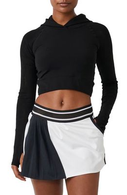 FP Movement Lucky Layer Cutout Back Crop Hoodie in Black