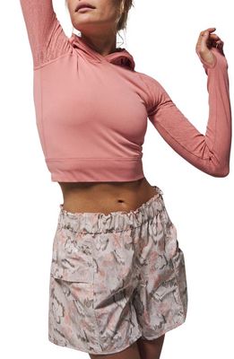 FP Movement Lucky Layer Cutout Back Crop Hoodie in Crush Blush