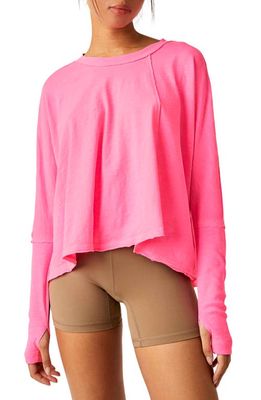 FP Movement Ten Laps Asymmetric Long Sleeve Cotton Top in Hot Pink
