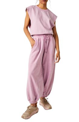 FP Movement Throw & Go Wide Leg Cotton Jumpsuit in Cherry Blossom