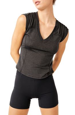 FP Movement True North V-Neck Ruched T-Shirt in Black