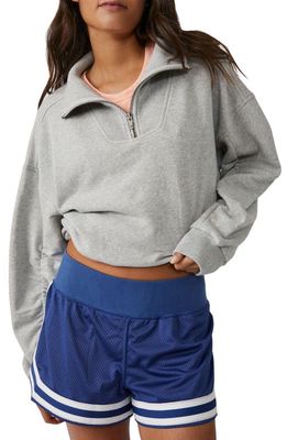 FP Movement Valley Girl Half Zip Crop Sweatshirt in Heather Grey