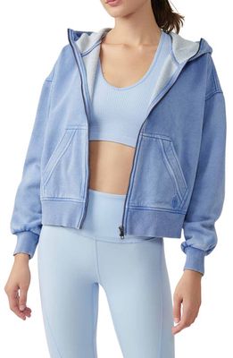 FP Movement Wild at Heart Zip-Up Hooded Crop Jacket in Blue Dusk