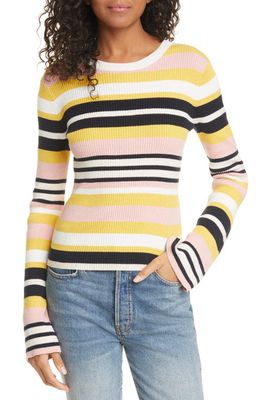 FRAME Baja Stripe Cotton & Cashmere Sweater in Citrine Multi
