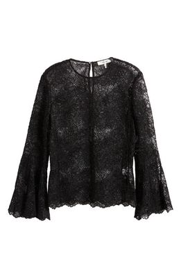 FRAME Bell Sleeve Lace Top in Black