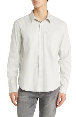 FRAME Brushed Cotton Blend Button-Up Shirt in Oatmeal