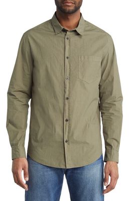 FRAME Classic Poplin Button-Up Shirt in Old Green