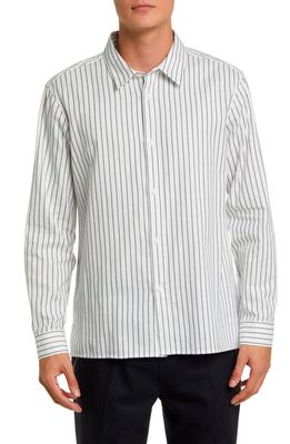 FRAME Classic Stripe Button-Up Shirt in Navy Stripe