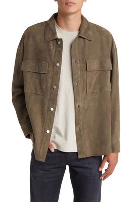 FRAME Clean Suede Button-Up Shirt in Mocha