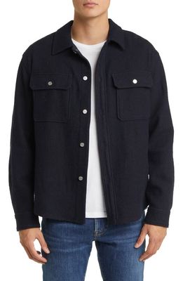 FRAME Cotton & Wool Shirt Jacket in Dark Navy