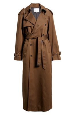 FRAME Cotton Trench Coat in Brown
