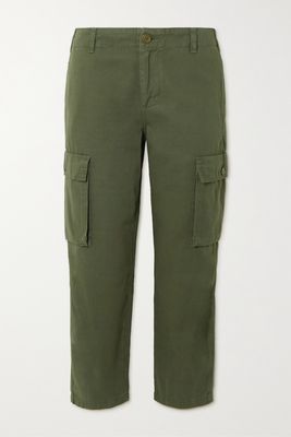 FRAME - Cropped Cotton-twill Straight-leg Pants - Green