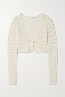 FRAME - Cropped Crochet-knit Cardigan - Off-white