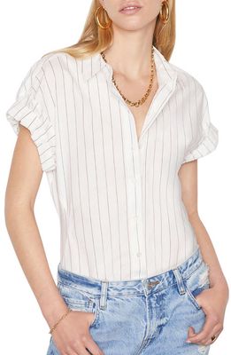 FRAME Cuff Sleeve Organic Cotton Button-Up Shirt in Blanc Multi